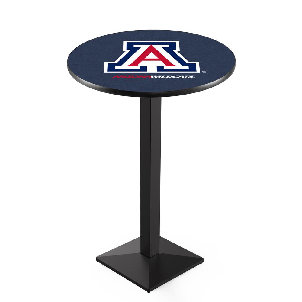 L217 University of Arizona 36" Tall - 36" Top Pub Table with Black Wrinkle Finish. Picture 1