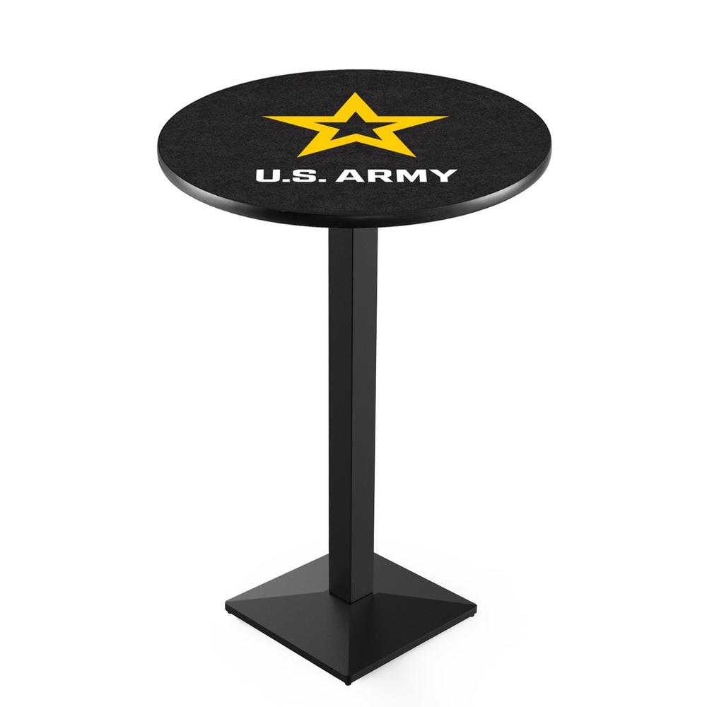 L217 United States Army 36" Tall - 36" Top Pub Table with Black Wrinkle Finish. Picture 1