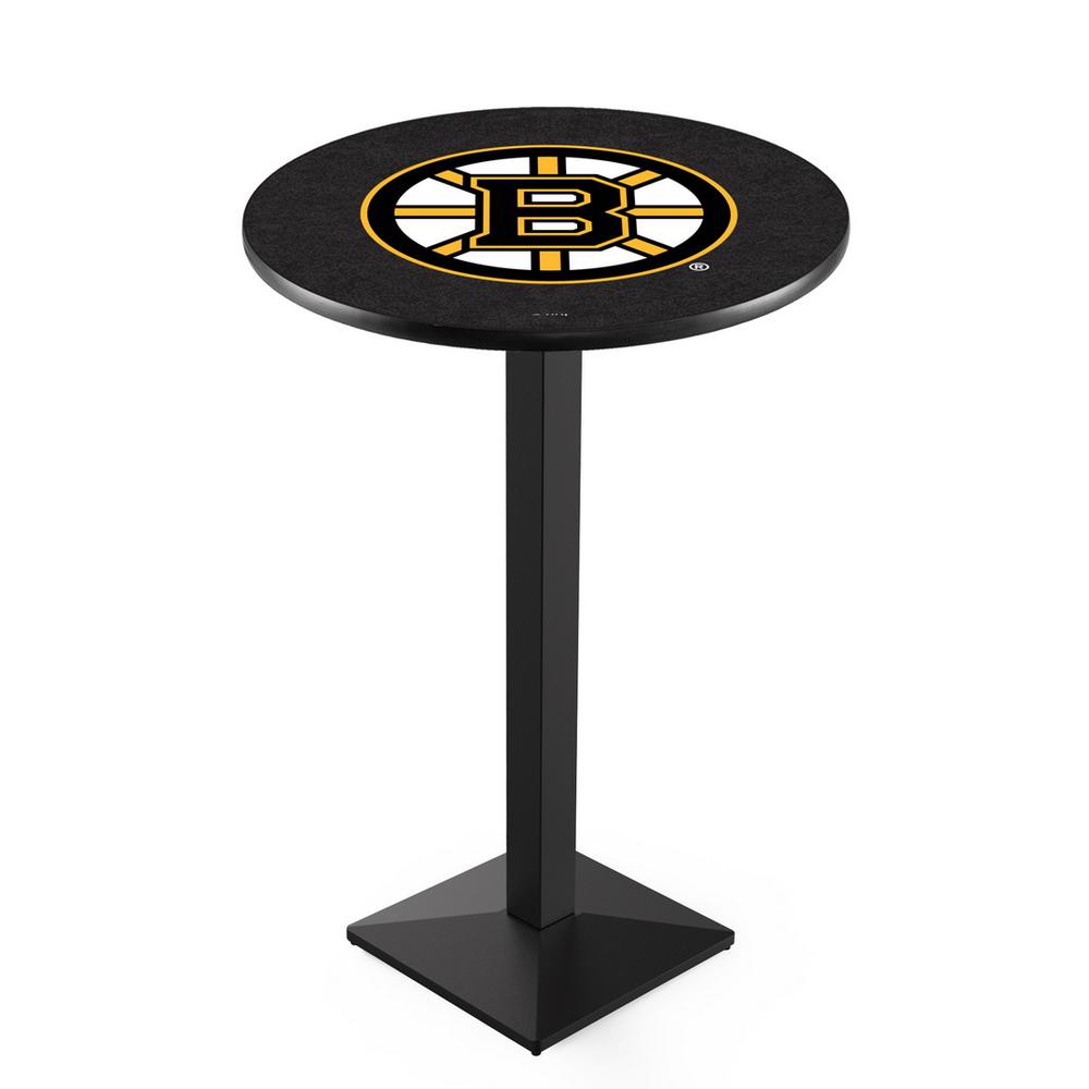L217 Boston Bruins 36' Tall - 36' Top Pub Table w/ Black Wrinkle Finish (8449). Picture 1