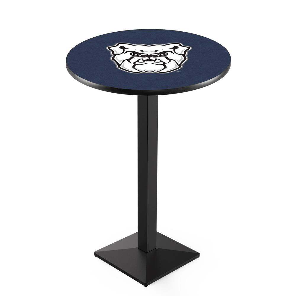 L217 Butler University 36" Tall - 36" Top Pub Table with Black Wrinkle Finish. Picture 1
