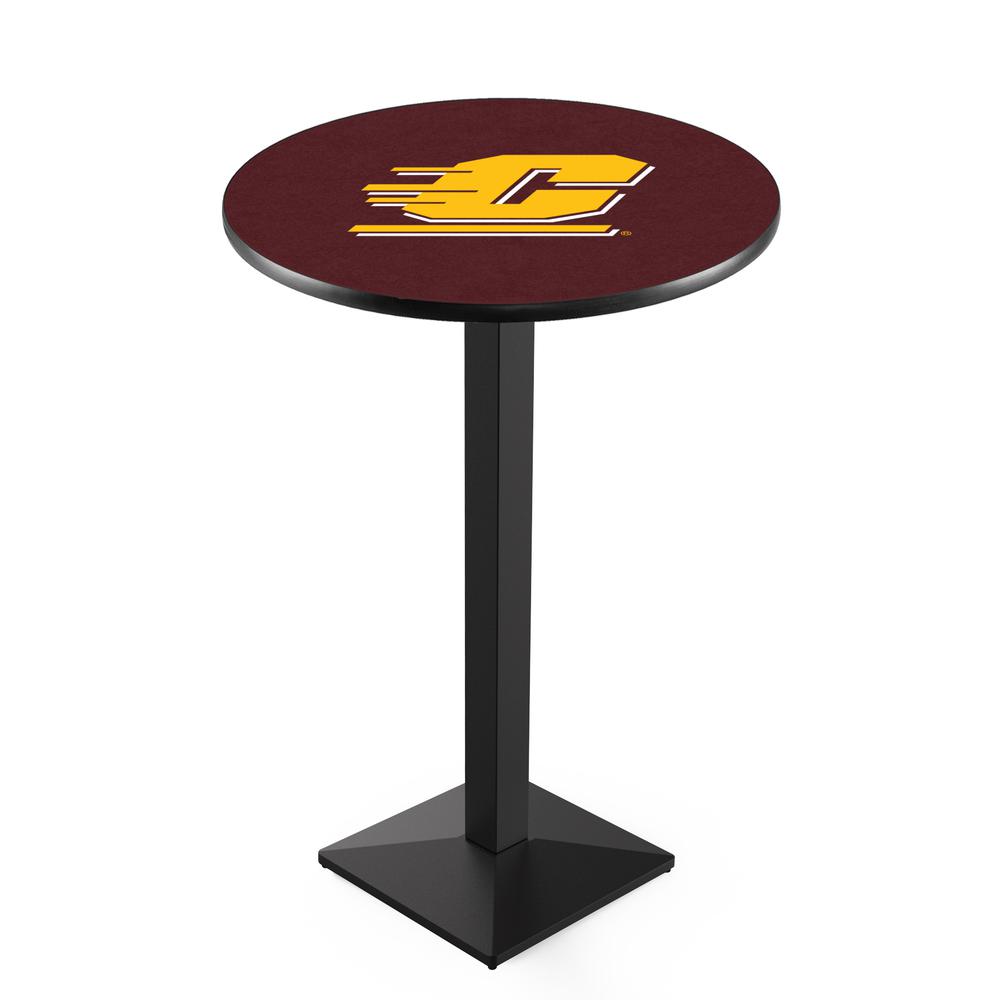 L217 Central Michigan University 36' Tall - 36' Top Pub Table w/ Black Wrinkle Finish. Picture 1