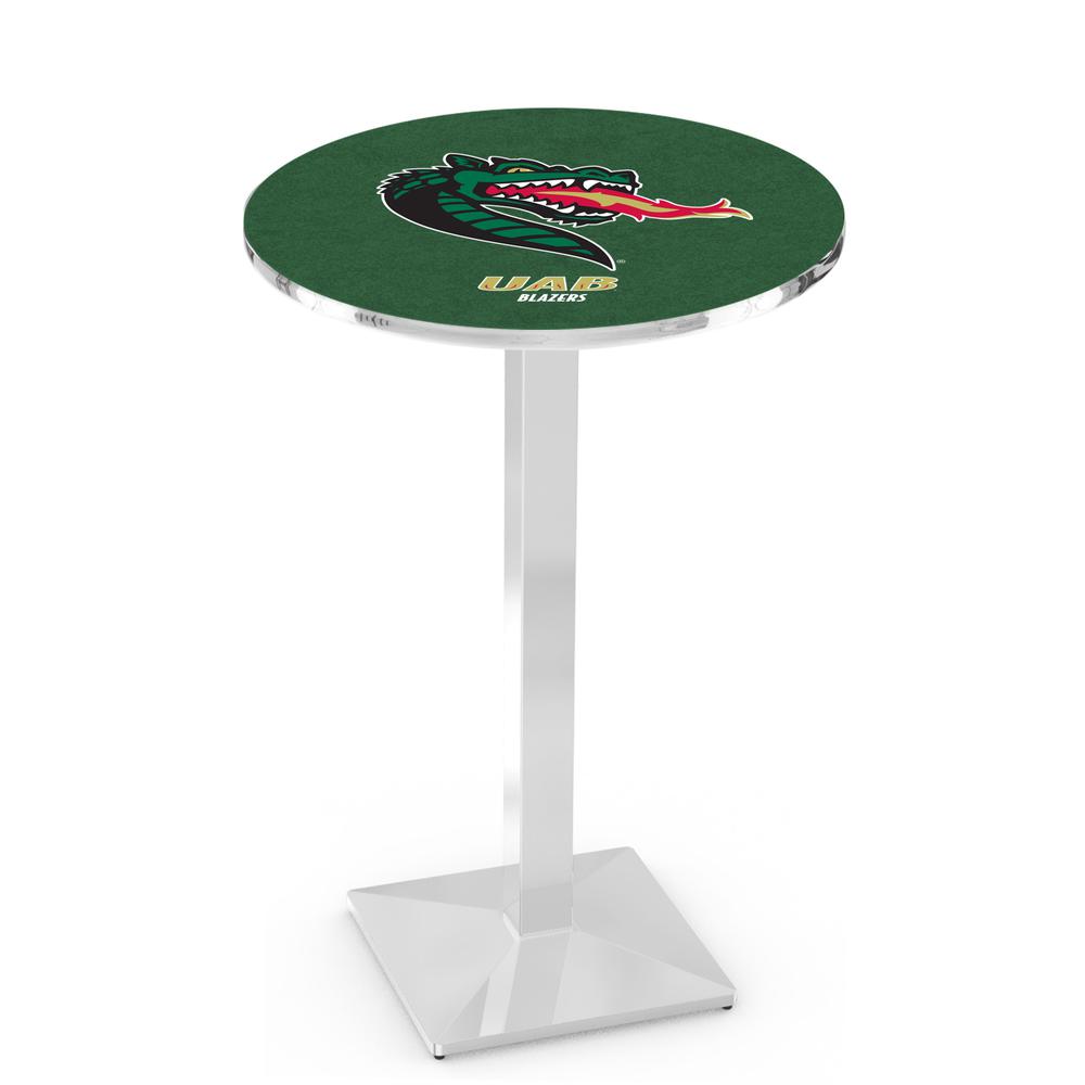 L217 University of Alabama at Birmingham 36" Tall - 36" Top Pub Table with Chrome Finish. Picture 1