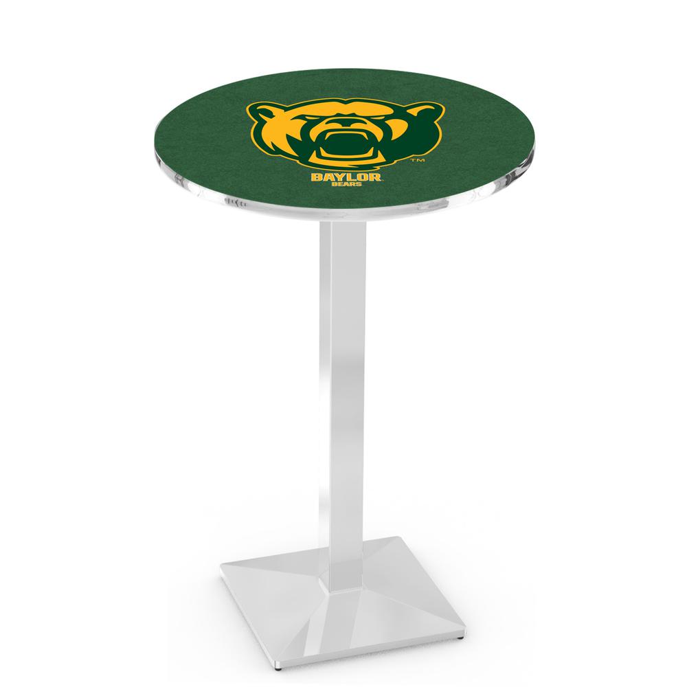 L217 Baylor University 36" Tall - 36" Top Pub Table with Chrome Finish. Picture 1