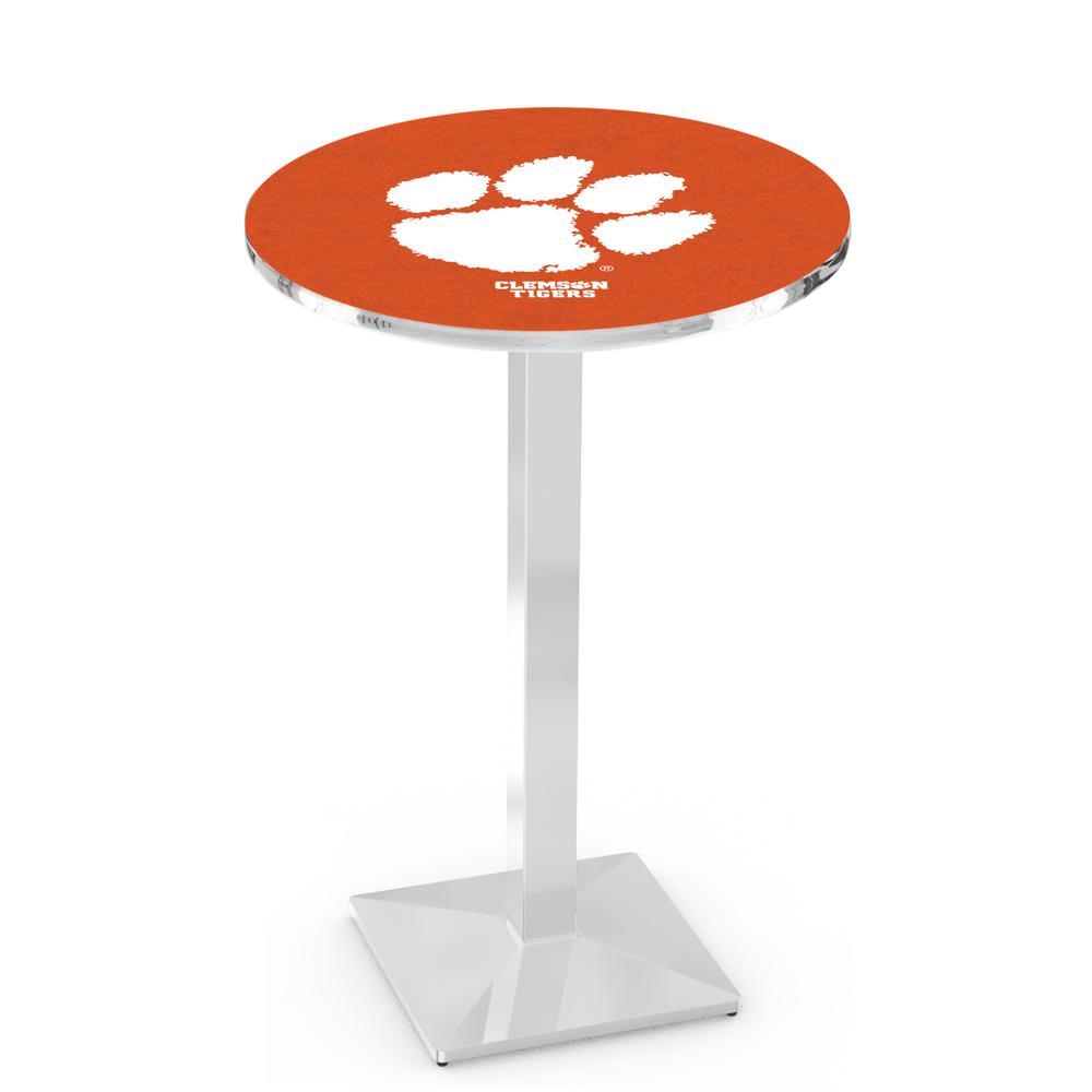 L217 Clemson 36" Tall - 36" Top Pub Table with Chrome Finish. Picture 1