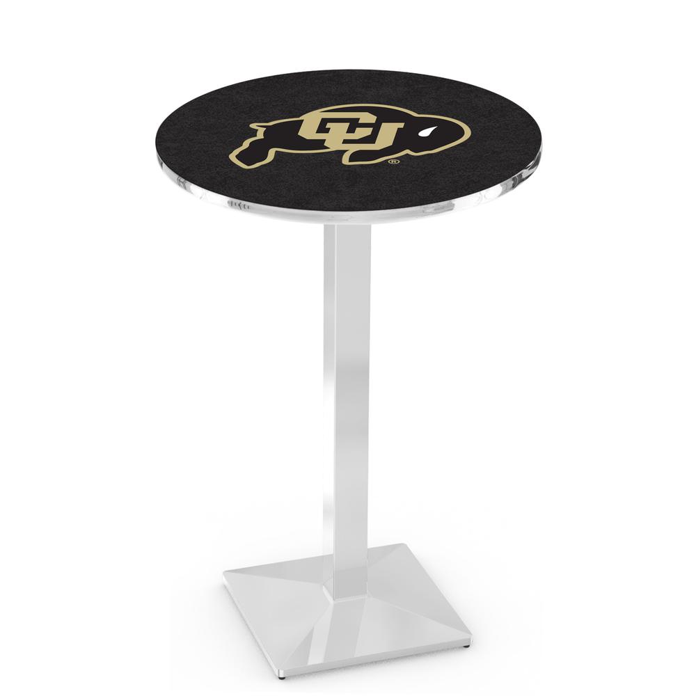 L217 University of Colorado 36" Tall - 36" Top Pub Table with Chrome Finish. Picture 1