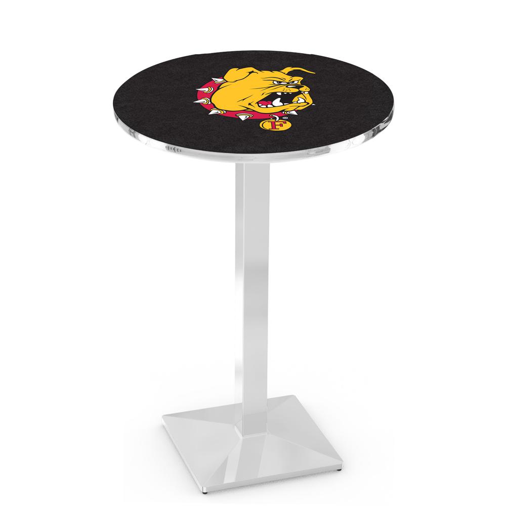 L217 Ferris State University 36" Tall - 36" Top Pub Table with Chrome Finish. The main picture.