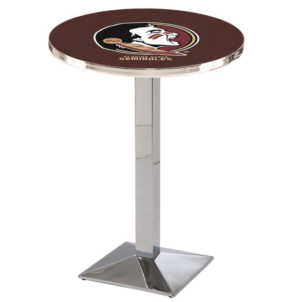 L217 Florida State (Head) 36" Tall - 36" Top Pub Table with Chrome Finish. Picture 1