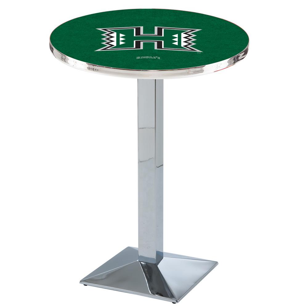 L217 University of Hawaii 36' Tall - 36' Top Pub Table w/ Chrome Finish. Picture 1