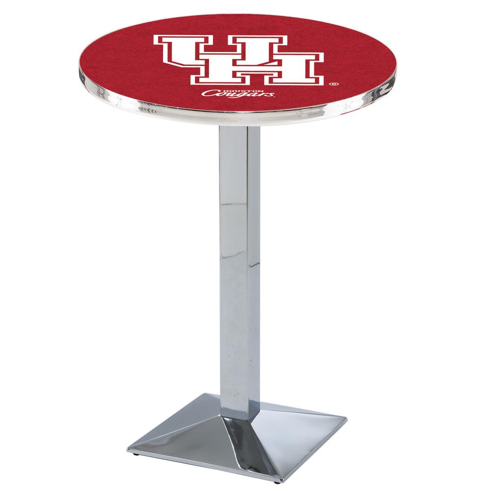 L217 University of Houston 36" Tall - 36" Top Pub Table with Chrome Finish. Picture 1