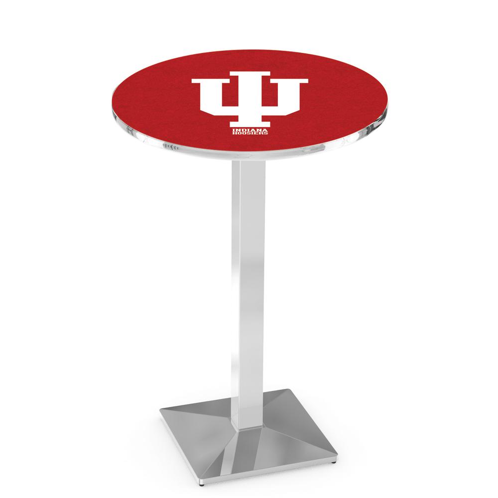 L217 Indiana University 36" Tall - 36" Top Pub Table with Chrome Finish. Picture 1