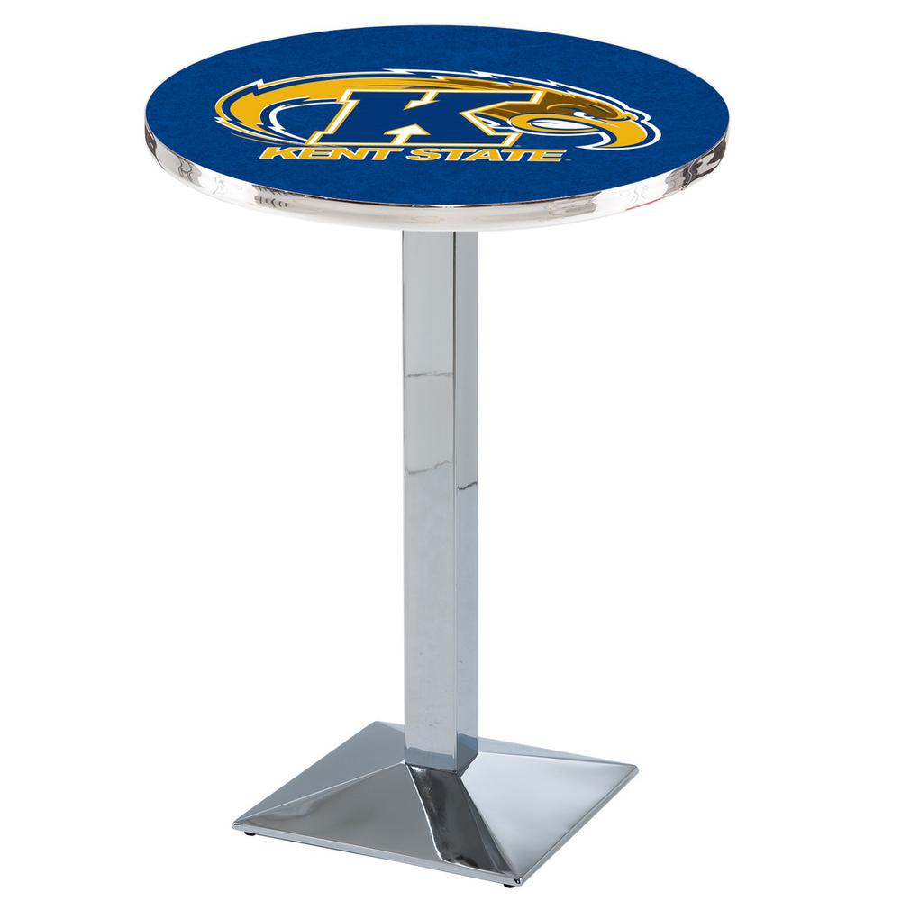 L217 Kent State University 36" Tall - 36" Top Pub Table with Chrome Finish. Picture 1
