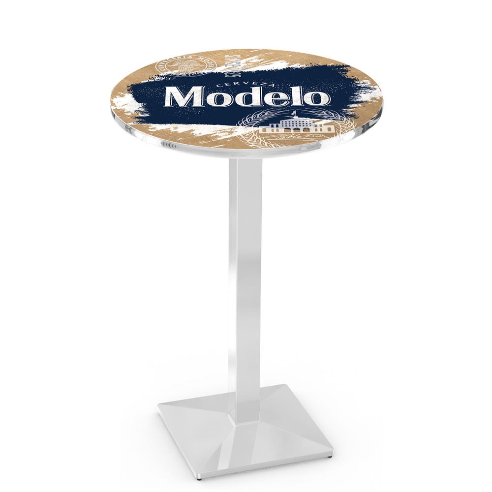 L217 Modelo (Splash) 42" Tall - 36" Top Pub Table with Chrome Finish. Picture 1