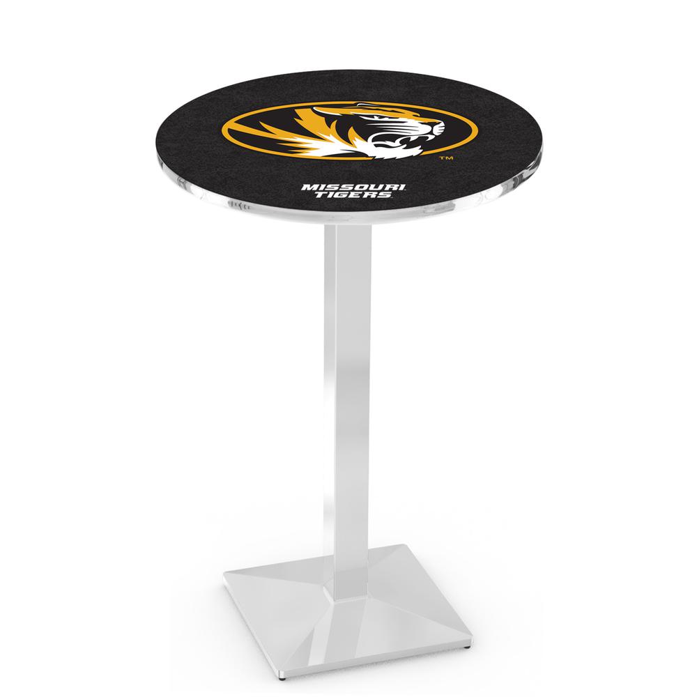 L217 University of Missouri 36" Tall - 36" Top Pub Table with Chrome Finish. Picture 1