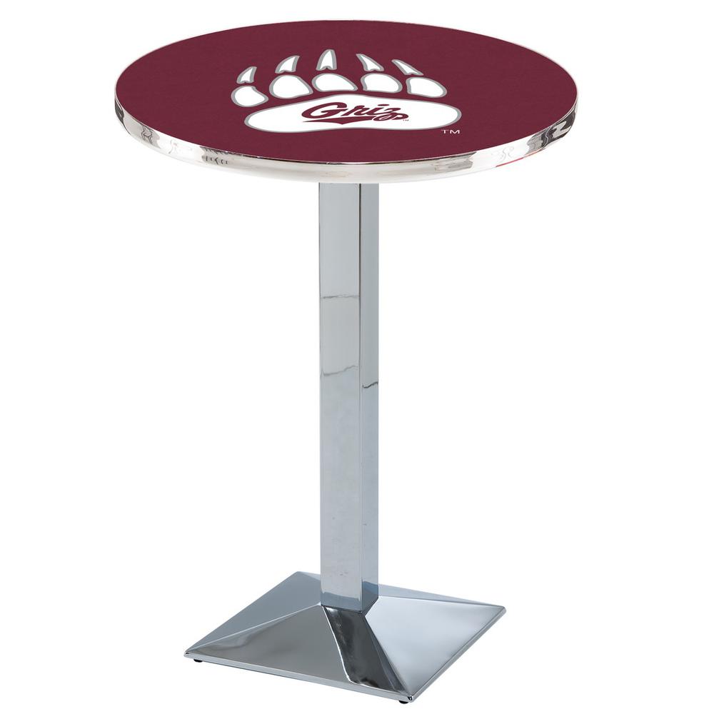 L217 University of Montana 36" Tall - 36" Top Pub Table with Chrome Finish. Picture 1