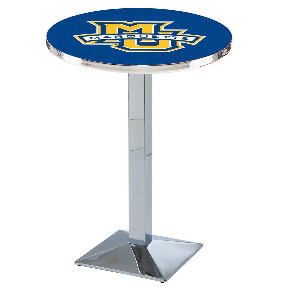 L217 Marquette University 36" Tall - 36" Top Pub Table with Chrome Finish. Picture 1