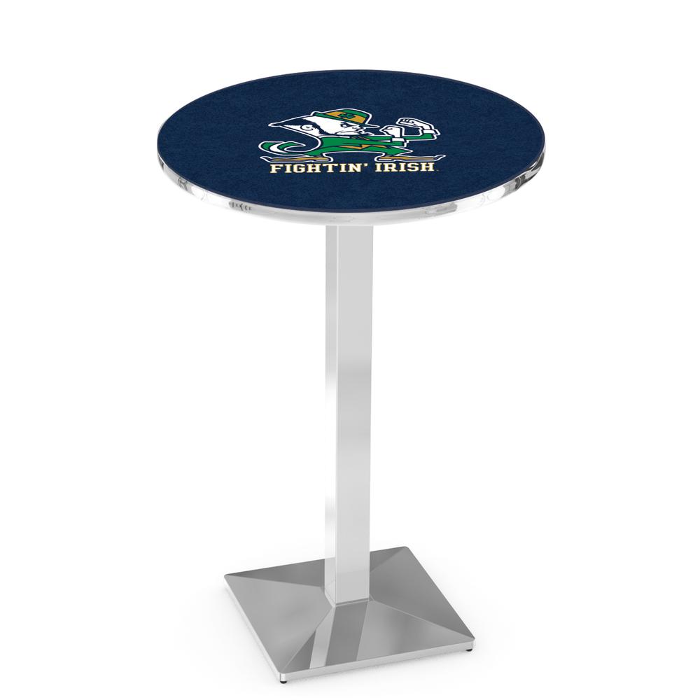 L217 Notre Dame (Leprechaun) 36" Tall - 36" Top Pub Table with Chrome Finish. Picture 1