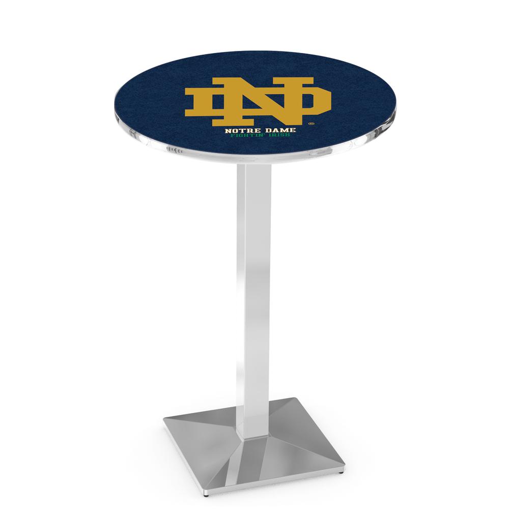 L217 Notre Dame (ND) 36' Tall - 36' Top Pub Table w/ Chrome Finish. Picture 1