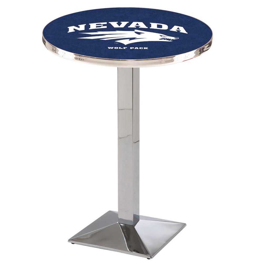 L217 University of Nevada 36' Tall - 36' Top Pub Table w/ Chrome Finish. Picture 1