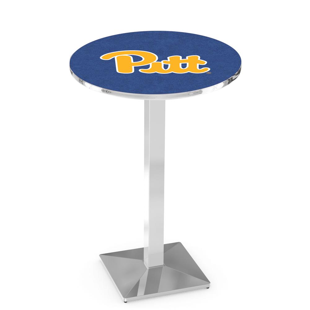 L217 University of Pittsburgh 36" Tall - 36" Top Pub Table with Chrome Finish. Picture 1