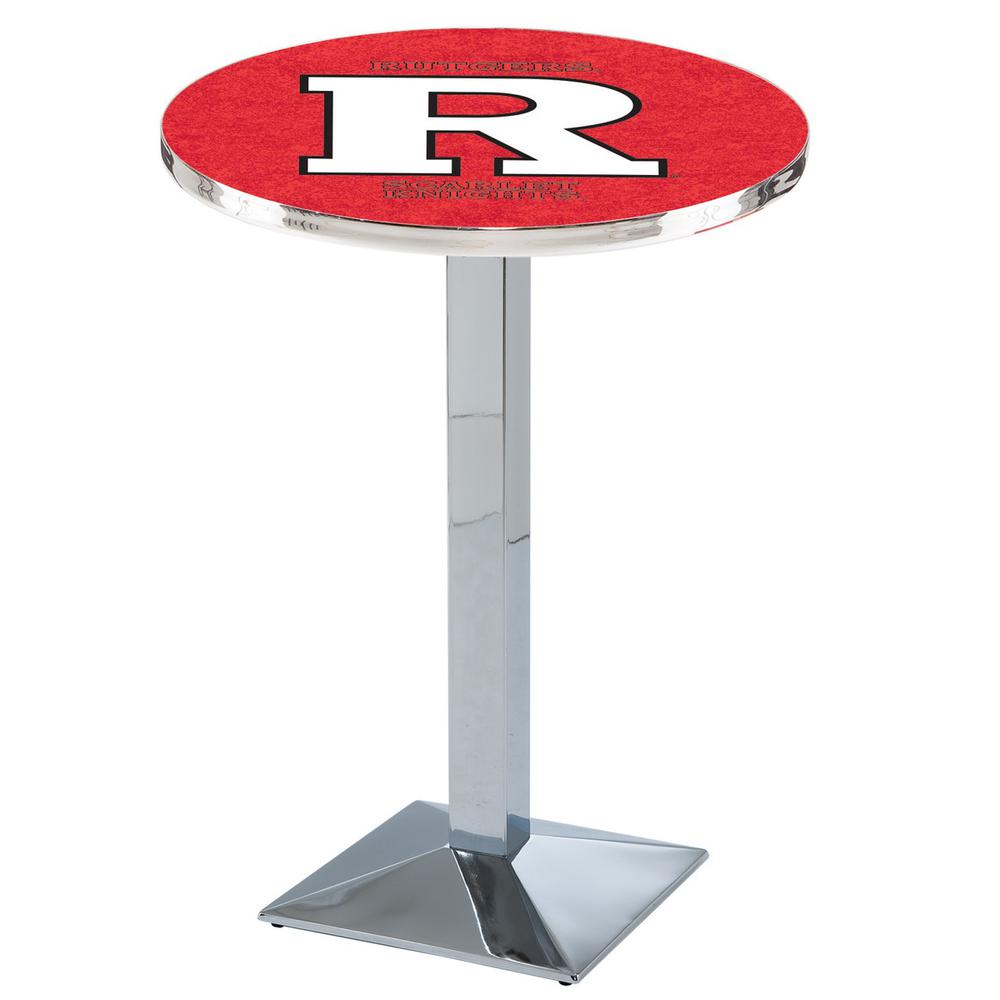 L217 Rutgers 36" Tall - 36" Top Pub Table with Chrome Finish. Picture 1