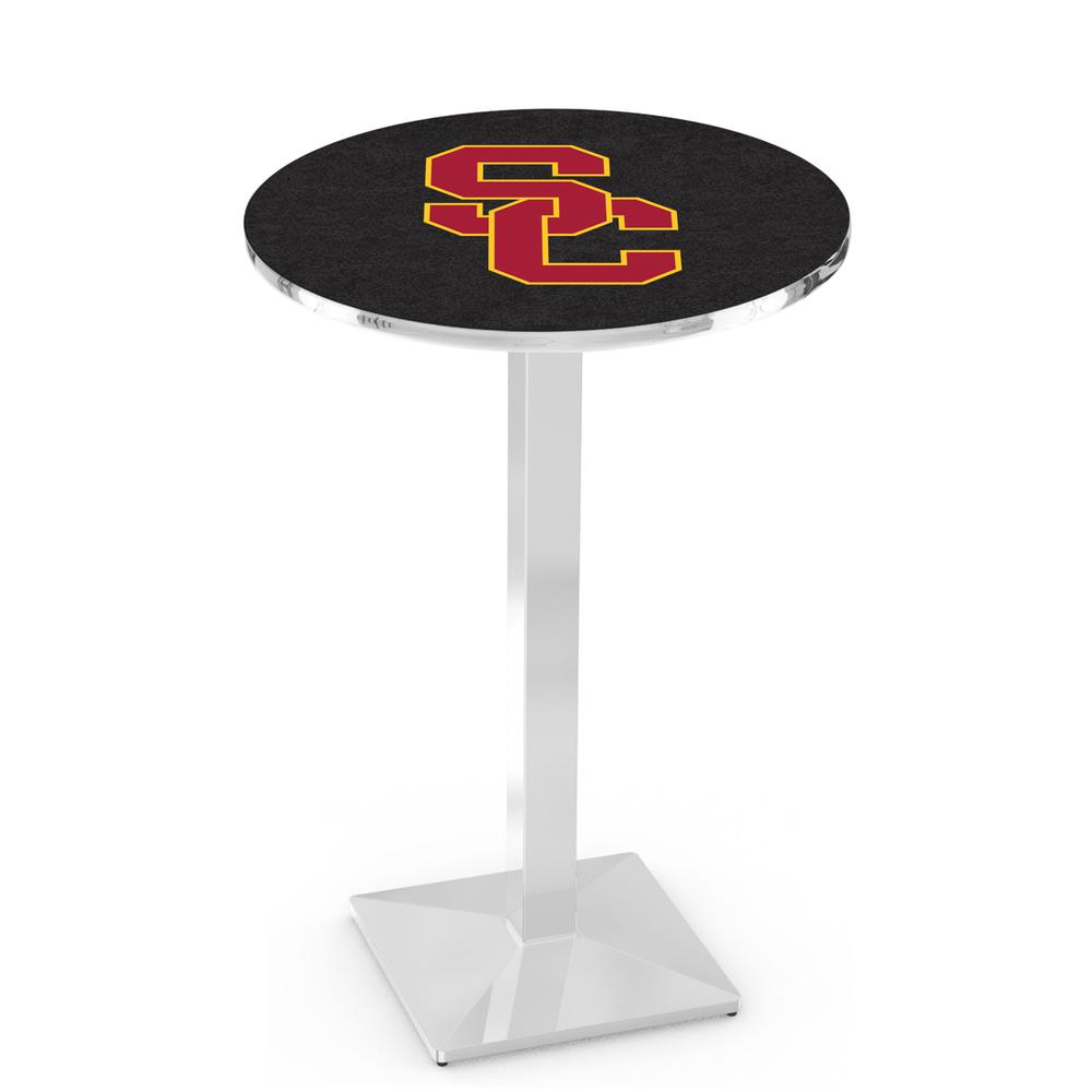 L217 University of Southern California 36" Tall - 36" Top Pub Table with Chrome Finish. Picture 1
