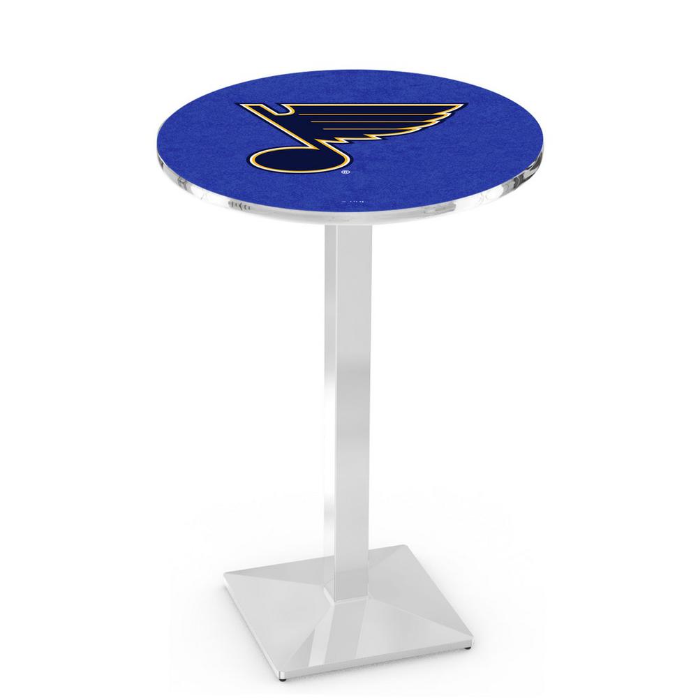L217 St Louis Blues 36' Tall - 36' Top Pub Table w/ Chrome Finish (8746). The main picture.