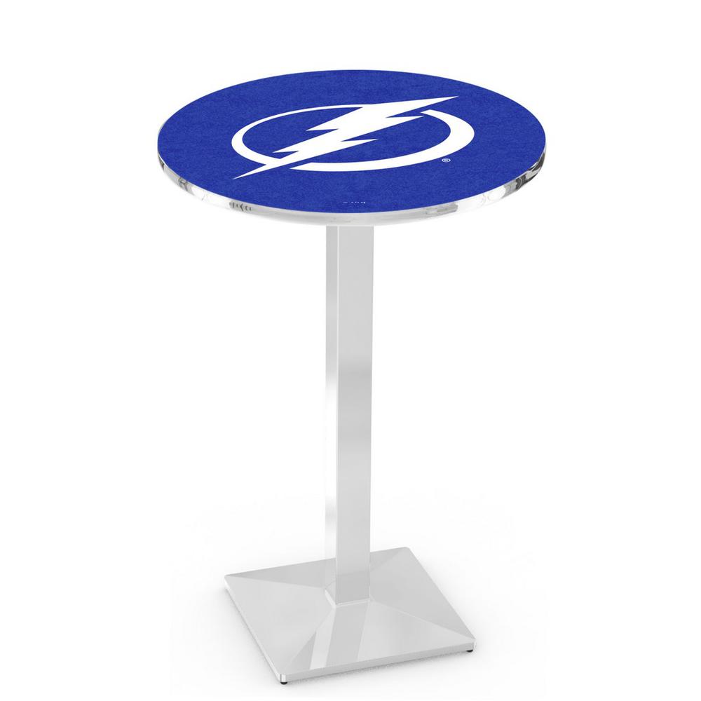 L217 Tampa Bay Lightning 36" Tall - 36" Top Pub Table with Chrome Finish (8777). The main picture.
