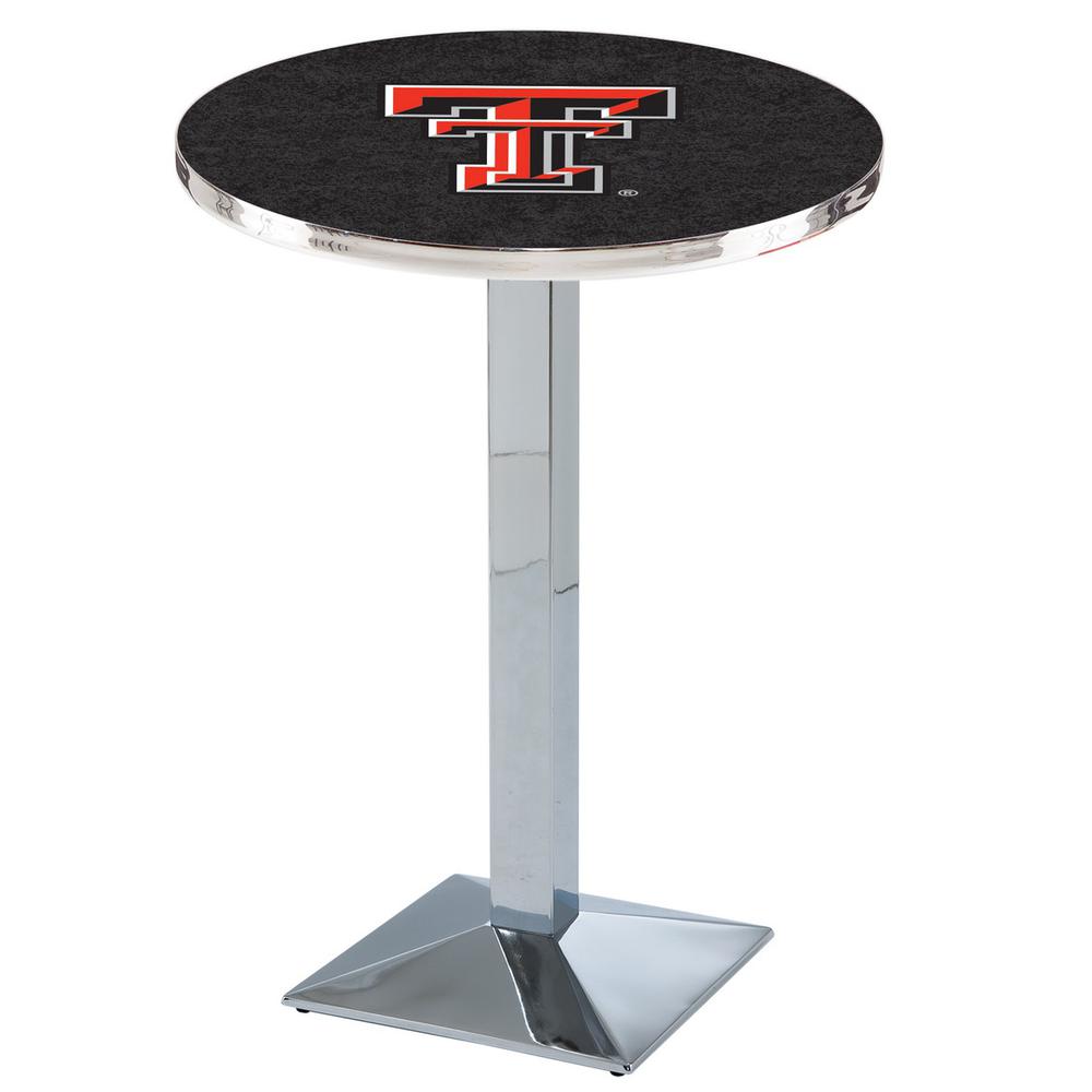 L217 Texas Tech University 36" Tall - 36" Top Pub Table with Chrome Finish. Picture 1