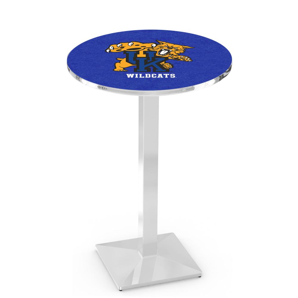 L217 University of Kentucky (Cat)  36' Tall - 36' Top Pub Table w/ Chrome Finish. Picture 1