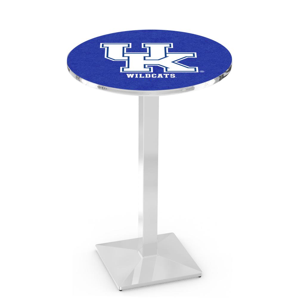 L217 University of Kentucky (UK)  36" Tall - 36" Top Pub Table with Chrome Finish. Picture 1