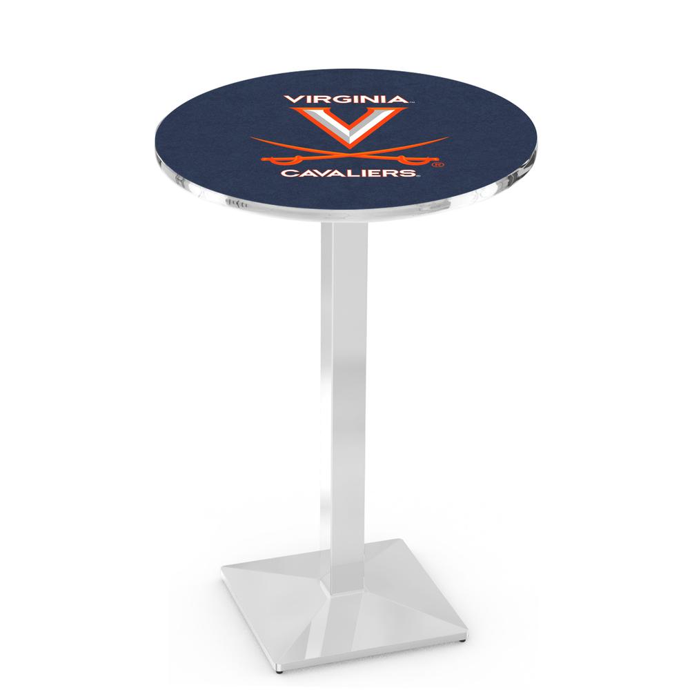 L217 University of Virginia 36' Tall - 36' Top Pub Table w/ Chrome Finish. Picture 1
