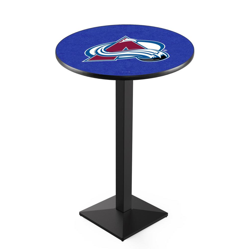 L217 Colorado Avalanche 36" Tall - 36" Top Pub Table with Black Wrinkle Finish (8609). Picture 1