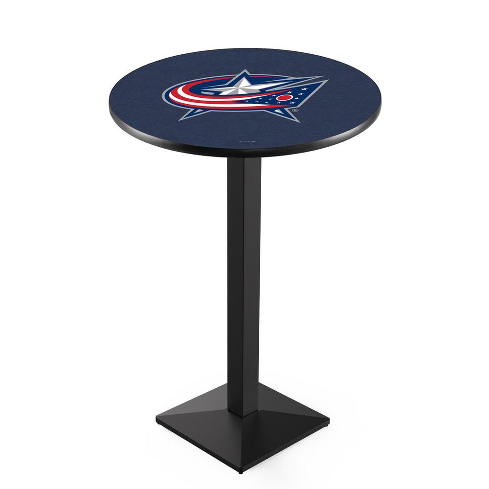 L217 Columbus Blue Jackets 36' Tall - 36' Top Pub Table w/ Black Wrinkle Finish (8616). Picture 1