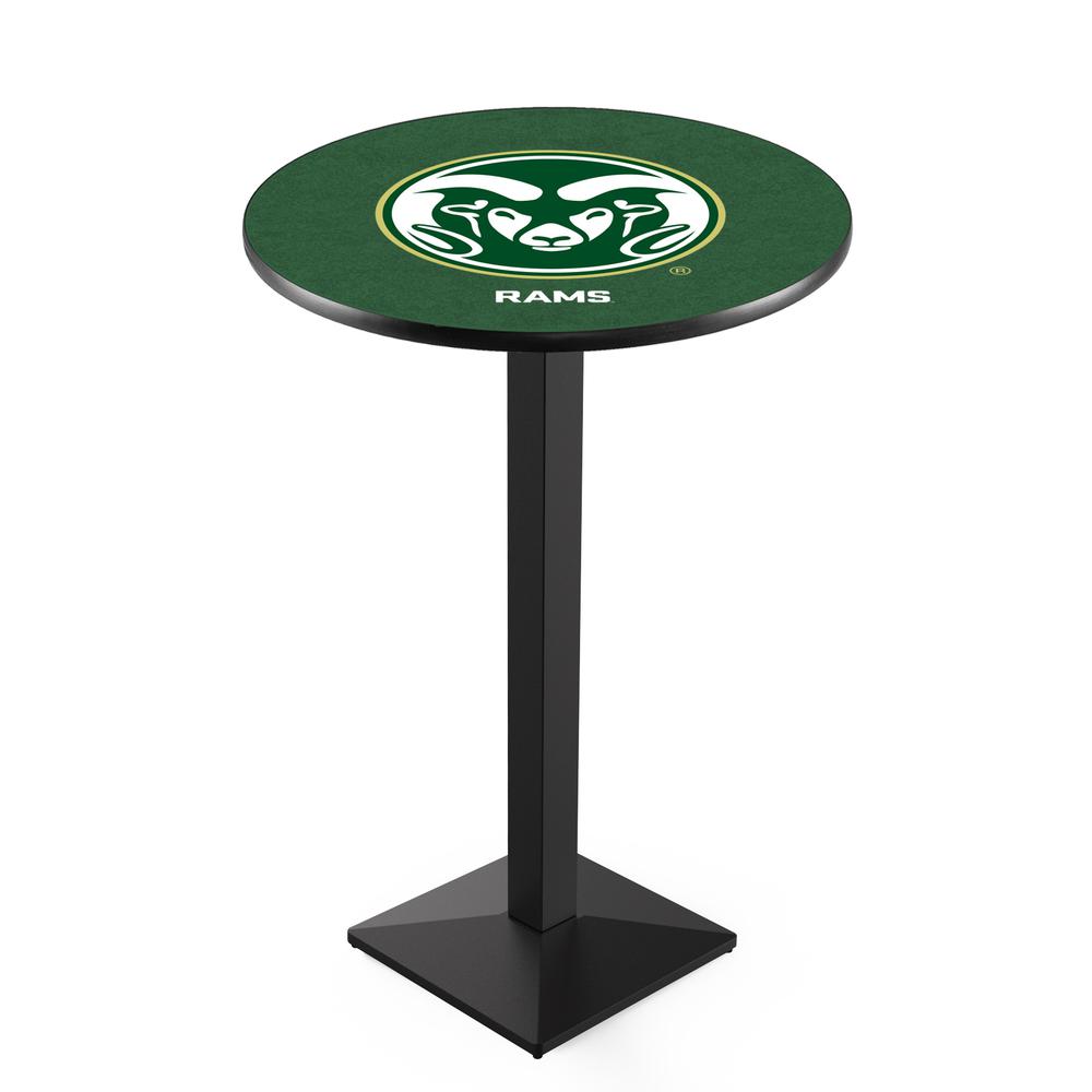 L217 Colorado State University 36" Tall - 36" Top Pub Table with Black Wrinkle Finish. Picture 1