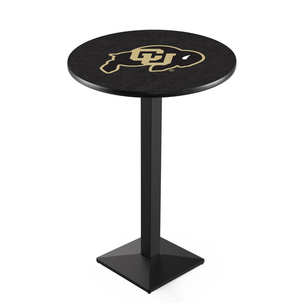 L217 University of Colorado 36' Tall - 36' Top Pub Table w/ Black Wrinkle Finish. Picture 1