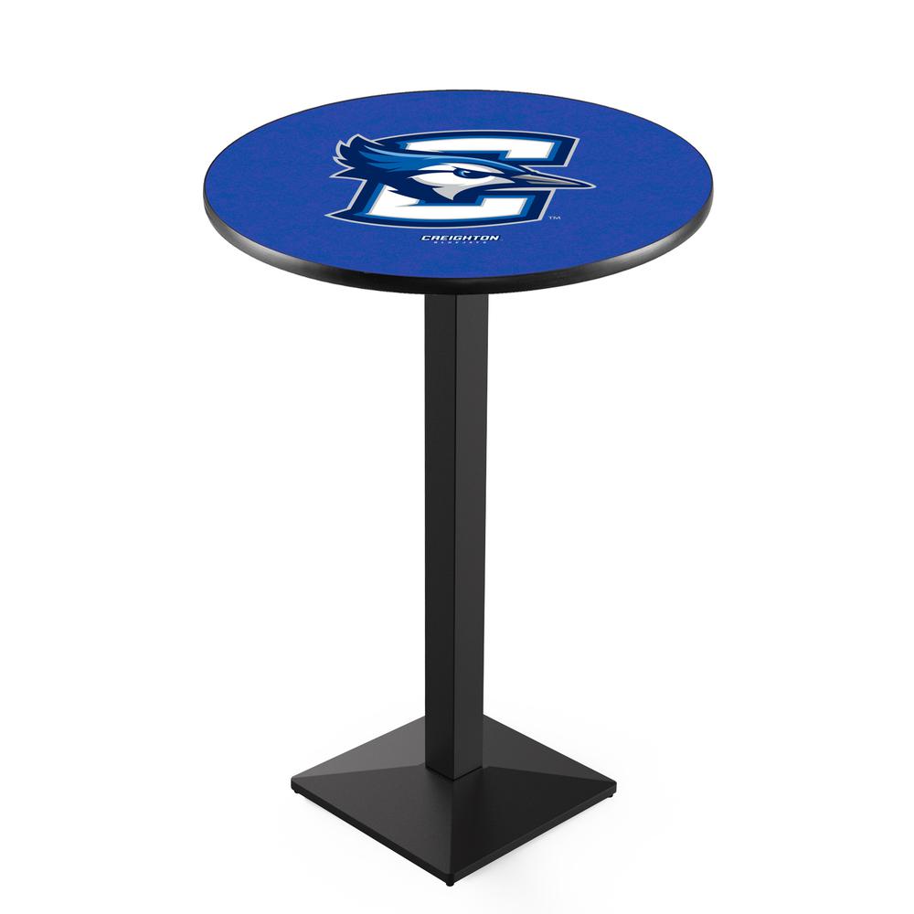 L217 Creighton University 36' Tall - 36' Top Pub Table w/ Black Wrinkle Finish. Picture 1