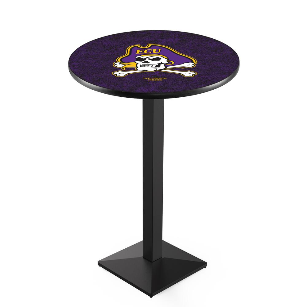 L217 East Carolina University 36" Tall - 36" Top Pub Table with Black Wrinkle Finish. Picture 1