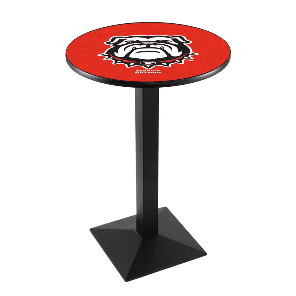 L217 University of Georgia (Bulldog)  36" Tall - 36" Top Pub Table with Black Wrinkle Finish. Picture 1