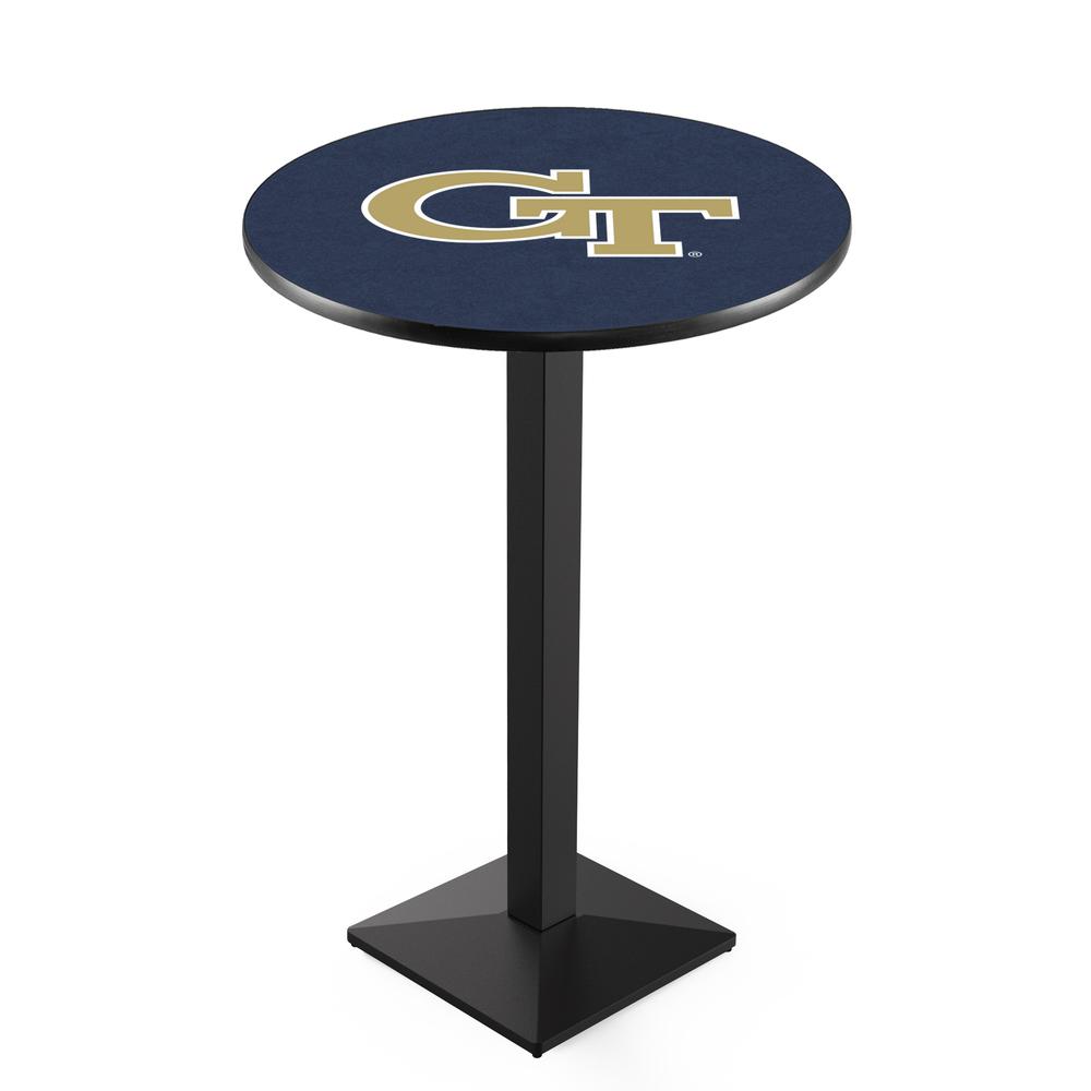L217 Georgia Tech 36" Tall - 36" Top Pub Table with Black Wrinkle Finish. Picture 1