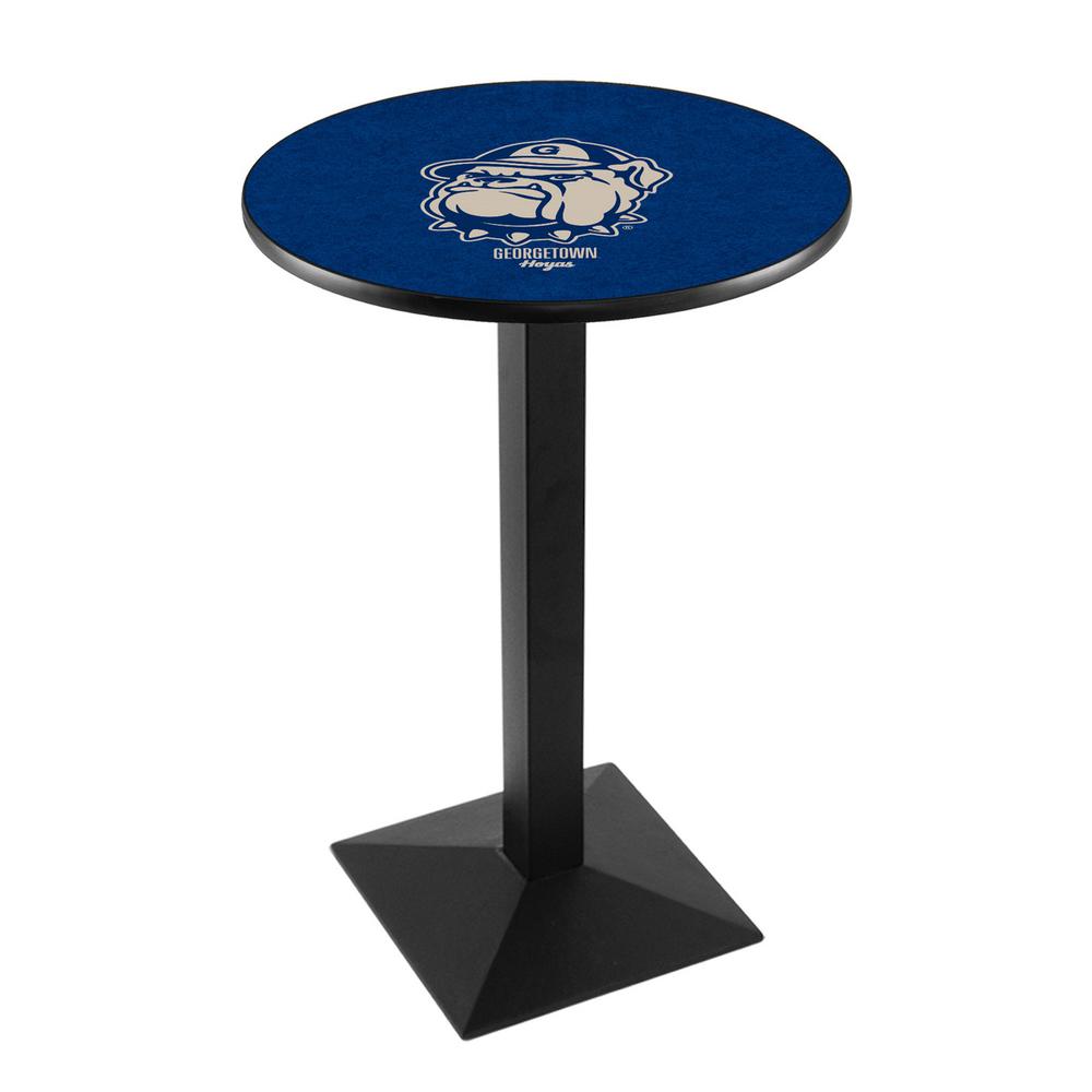 L217 Georgetown University 36" Tall - 36" Top Pub Table with Black Wrinkle Finish. Picture 1