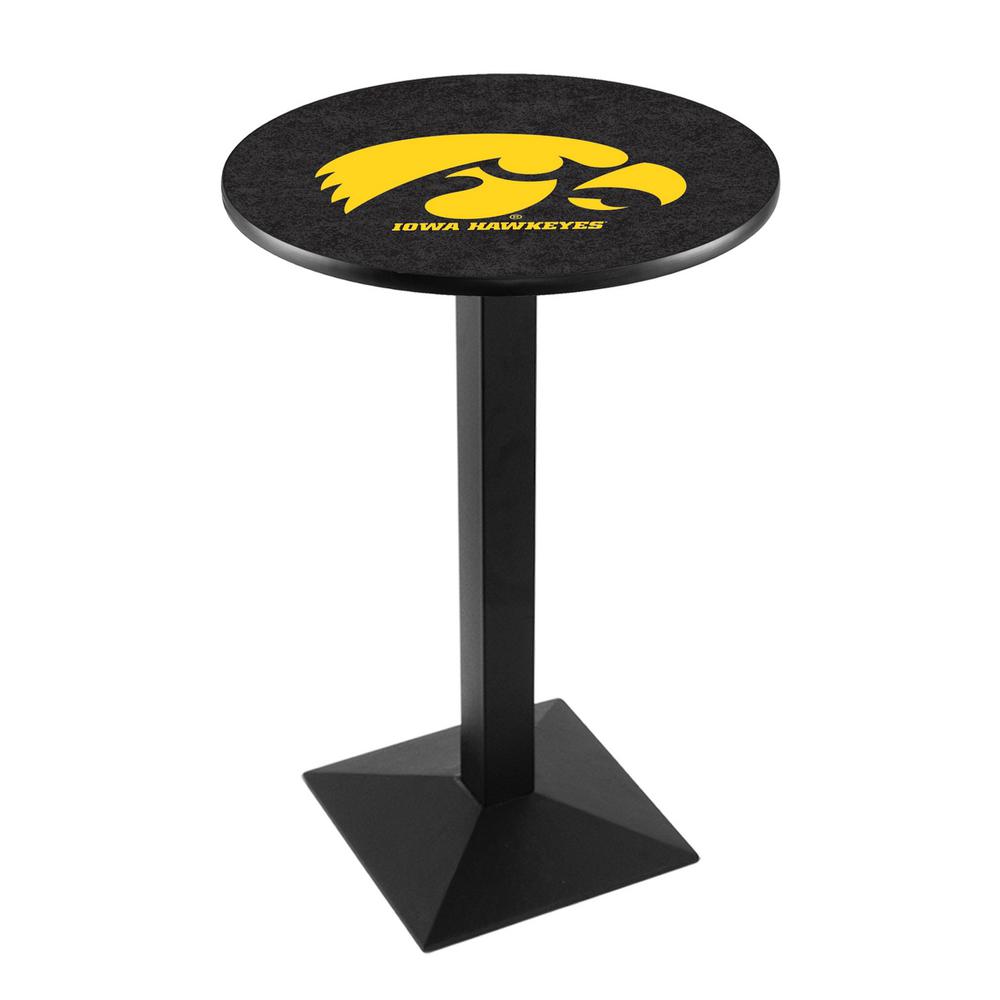 L217 University of Iowa 36' Tall - 36' Top Pub Table w/ Black Wrinkle Finish. Picture 1