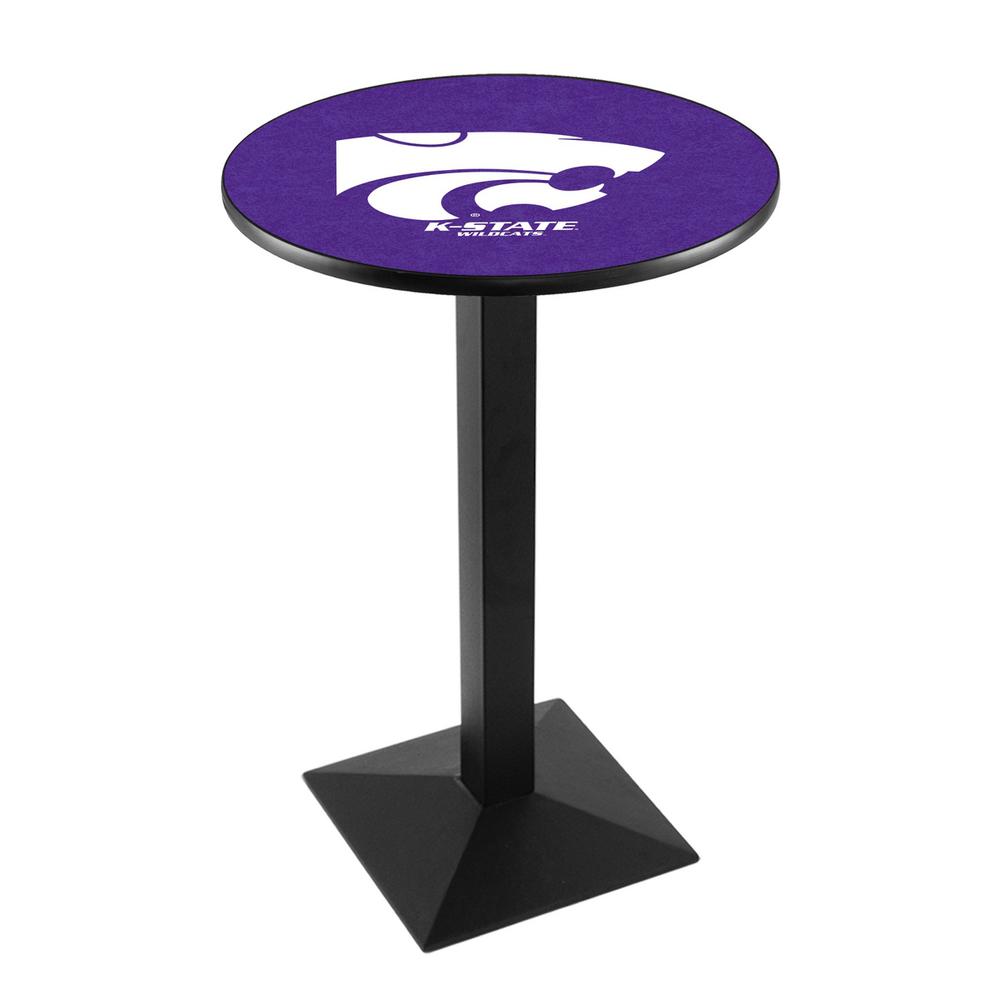 L217 Kansas State University 36" Tall - 36" Top Pub Table with Black Wrinkle Finish. Picture 1