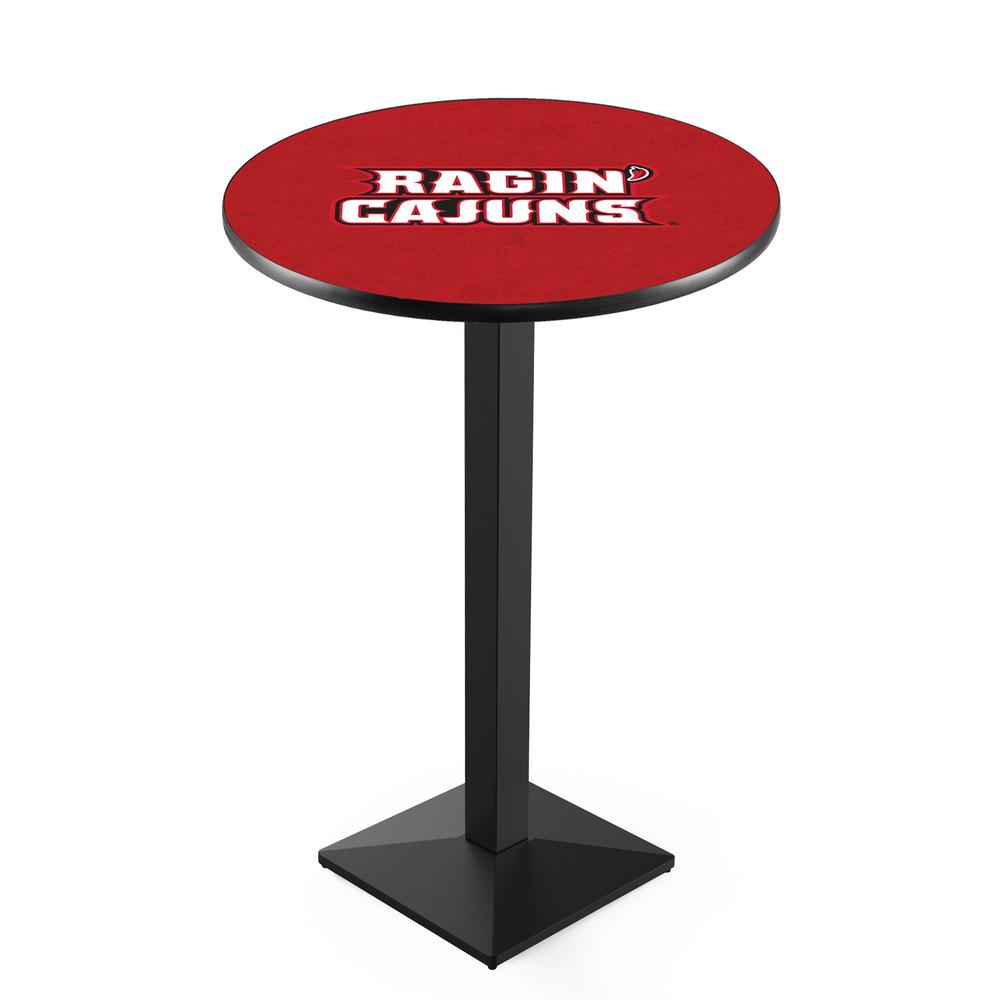 L217 University of Louisiana at Lafayette 36' Tall - 36' Top Pub Table w/ Black Wrinkle Finish. Picture 1