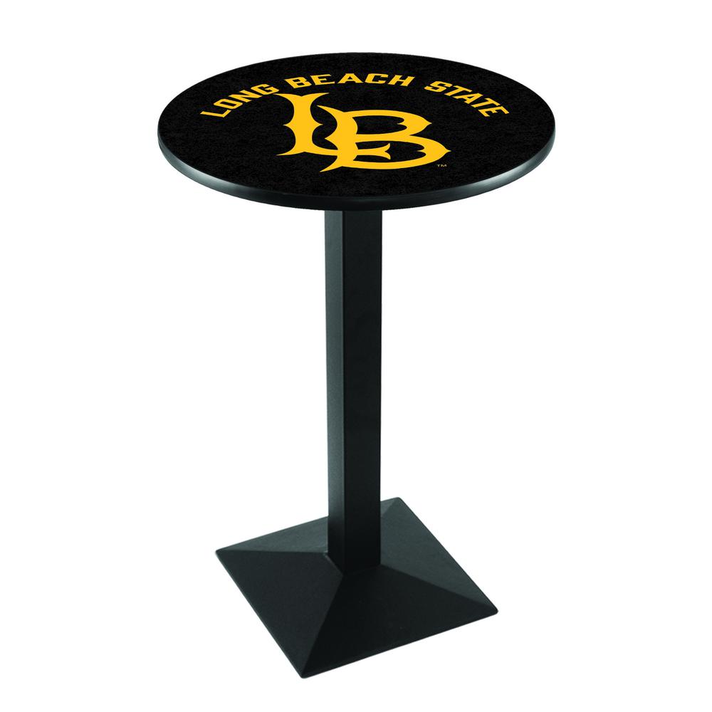 L217 Long Beach State University 36' Tall - 36' Top Pub Table w/ Black Wrinkle Finish. Picture 1