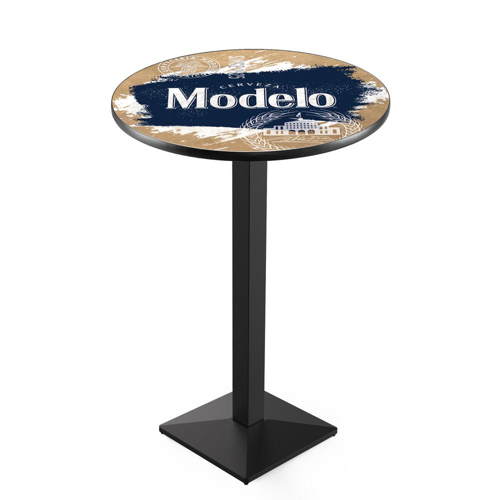 L217 Modelo (Splash) 42" Tall - 36" Top Pub Table with Black Wrinkle Finish. Picture 1