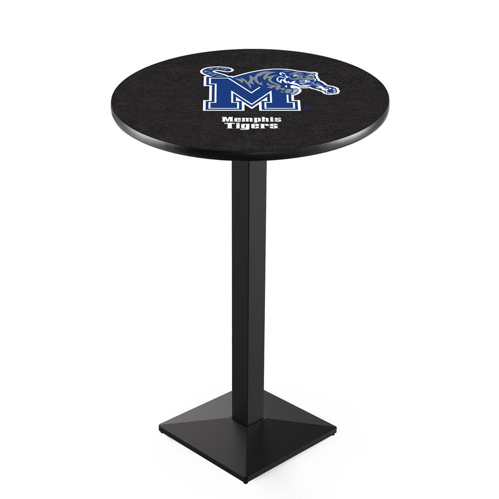 L217 University of Memphis 36" Tall - 36" Top Pub Table with Black Wrinkle Finish. Picture 1