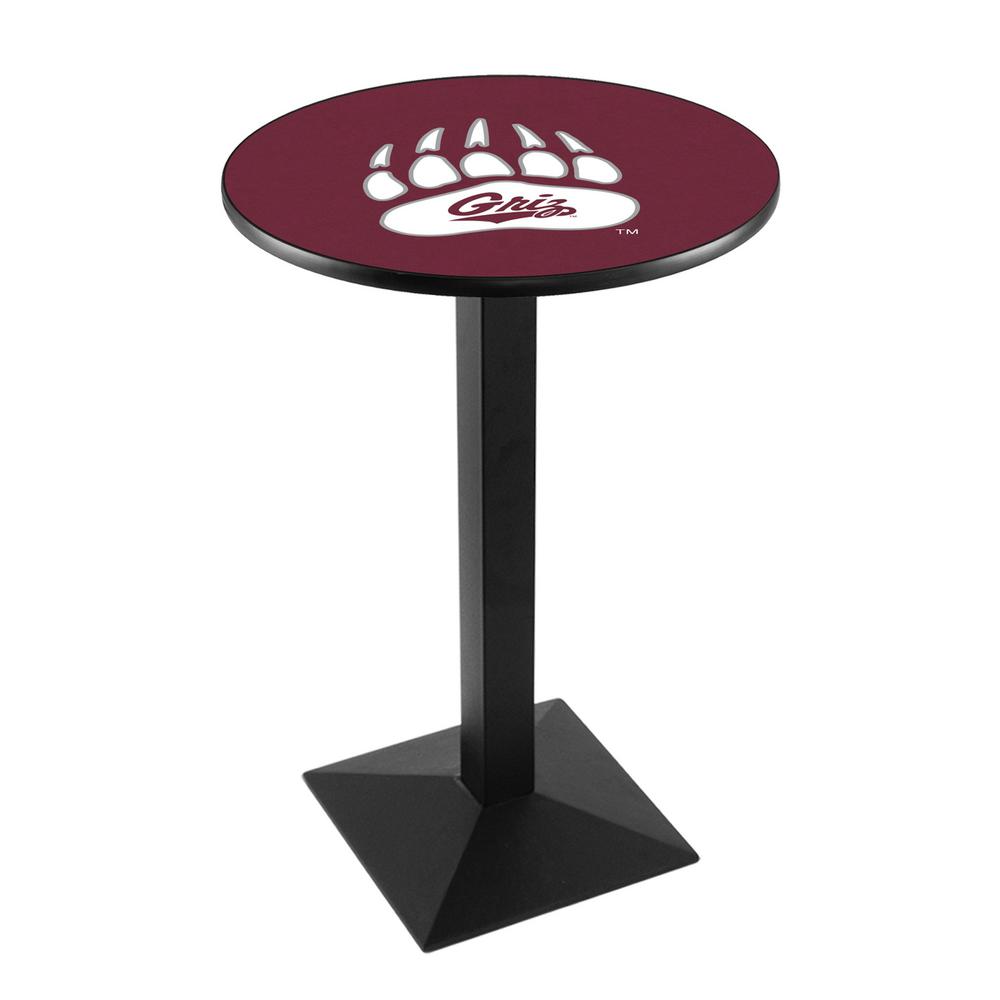 L217 University of Montana 36' Tall - 36' Top Pub Table w/ Black Wrinkle Finish. Picture 1