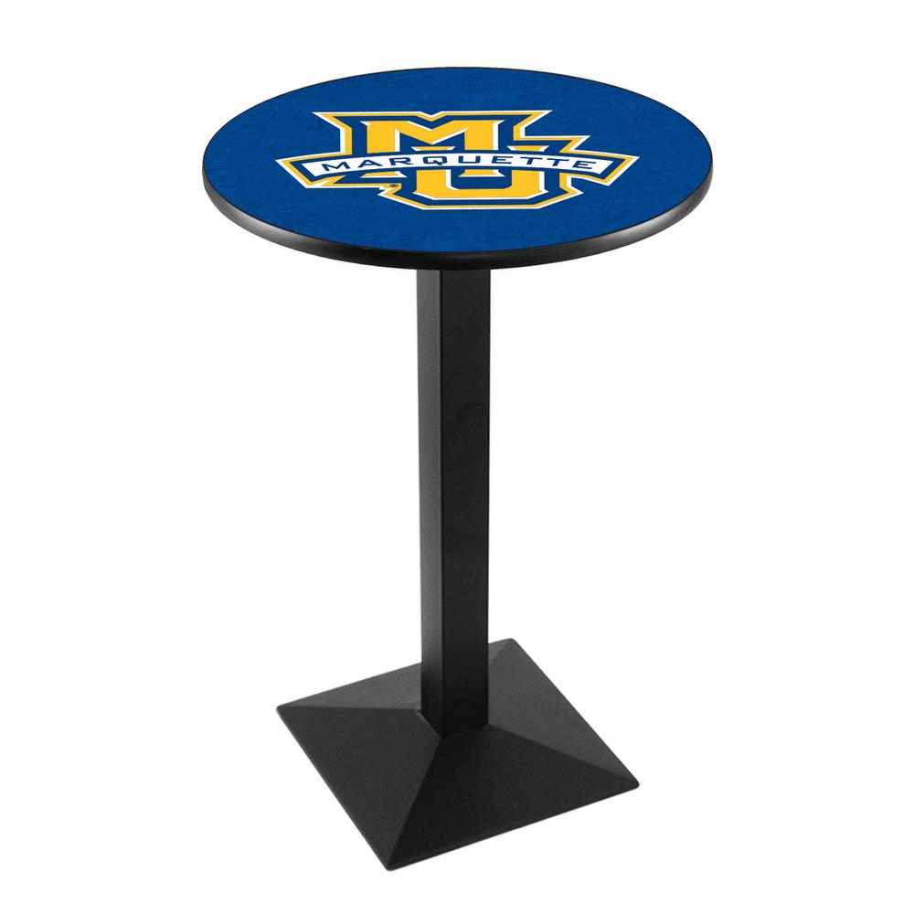 L217 Marquette University 36' Tall - 36' Top Pub Table w/ Black Wrinkle Finish. Picture 1