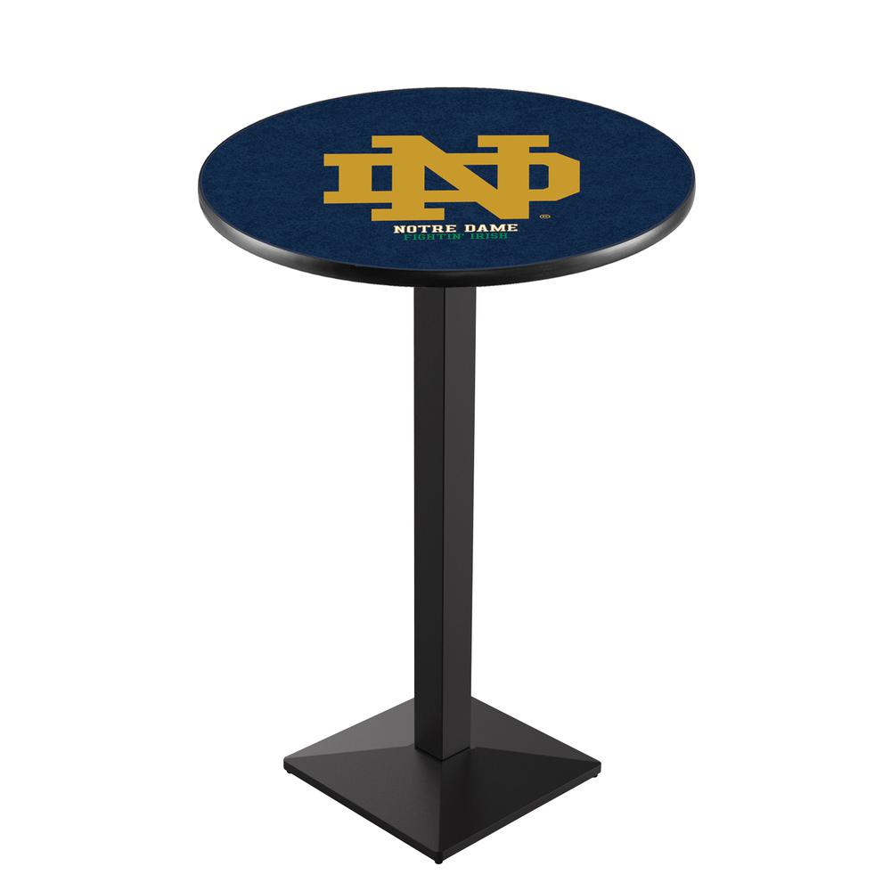 L217 Notre Dame (ND) 36" Tall - 36" Top Pub Table with Black Wrinkle Finish. Picture 1