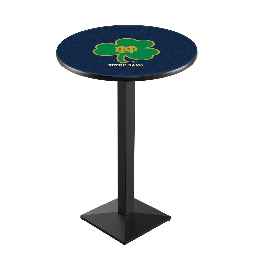 L217 Notre Dame (Shamrock) 36" Tall - 36" Top Pub Table with Black Wrinkle Finish. Picture 1